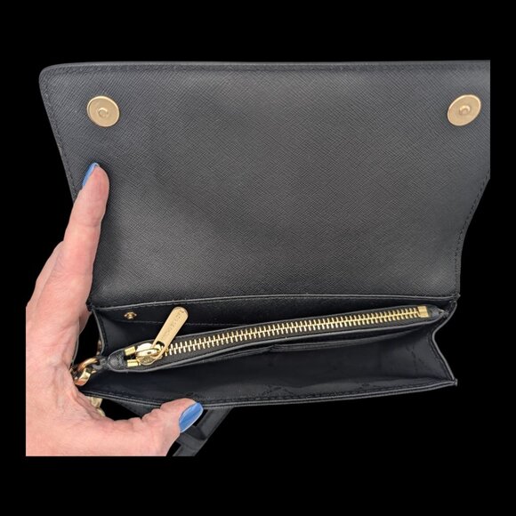 Michael Kors Chain-Link Saffiano Leather Crossbody Bag / Clutch in Black - Picture 4 of 7